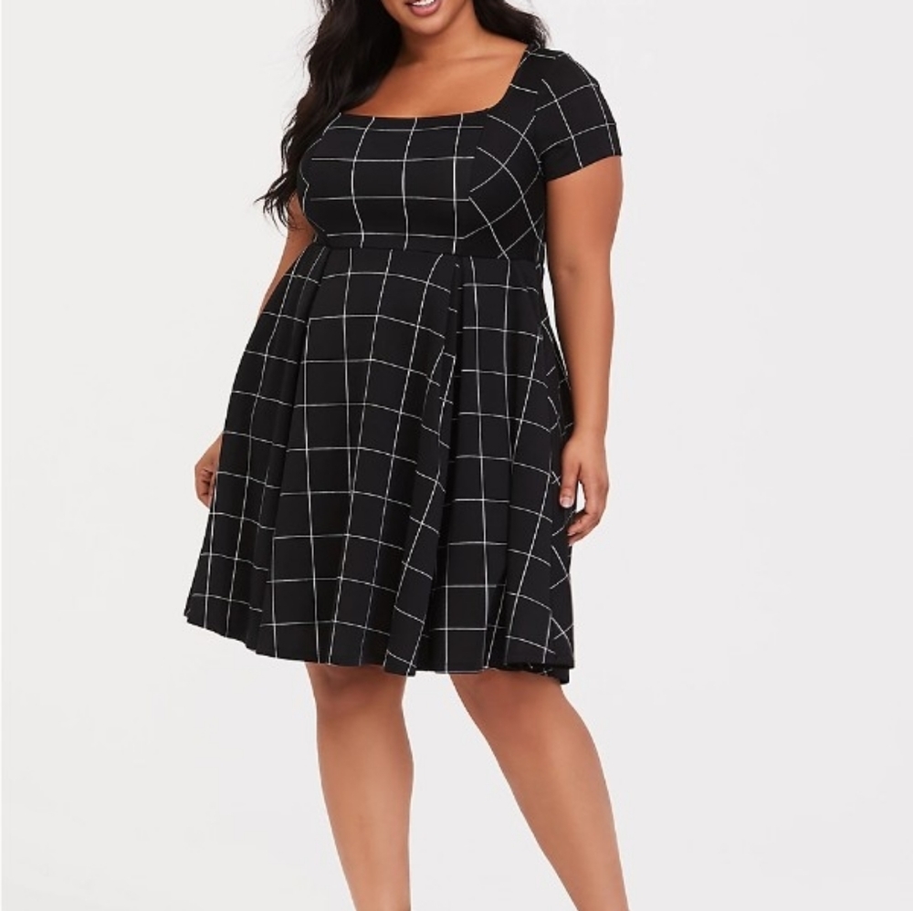 NWOT torrid 
Black Grid Scuba Knit Skater Dress